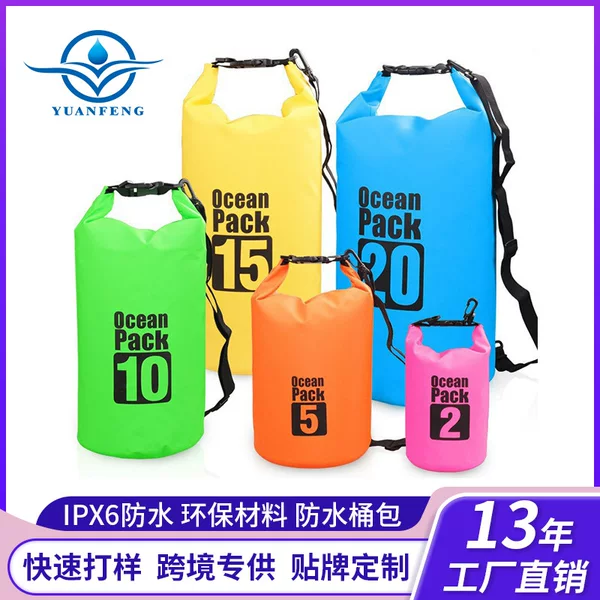 Cross-Border Outdoor Waterproof Bags, Beach Rafting, Swimming and River Tracing Waterproof Bucket Bags, Large Capacity Waterproof Bags Wholesale