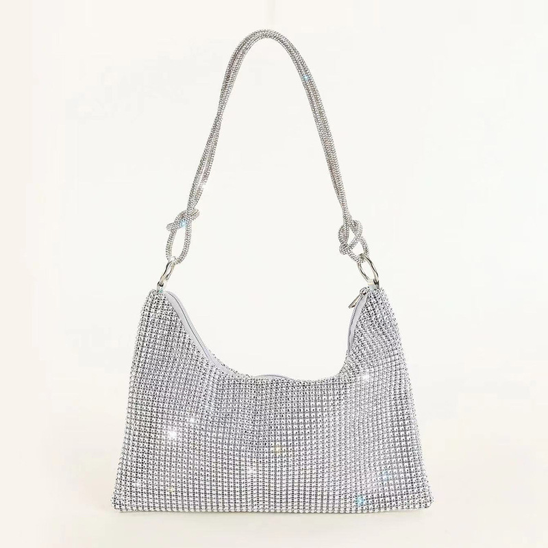 In stock 2022 new European and American cross-border imitation net rhinestone knotted underarm bag Diamond-embedded trendy niche shoulder evening bag In stock 2022 new European and American cross-border imitation net rhinestone knotted underarm bag Diamond-embedded trendy niche shoulder evening bag