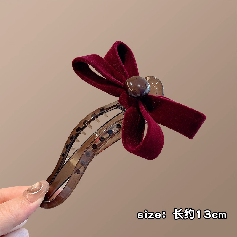 早秋丝绒蝴蝶结鸭嘴夹发夹女后脑勺2025新款一字抓夹高级感鲨鱼夹|undefined