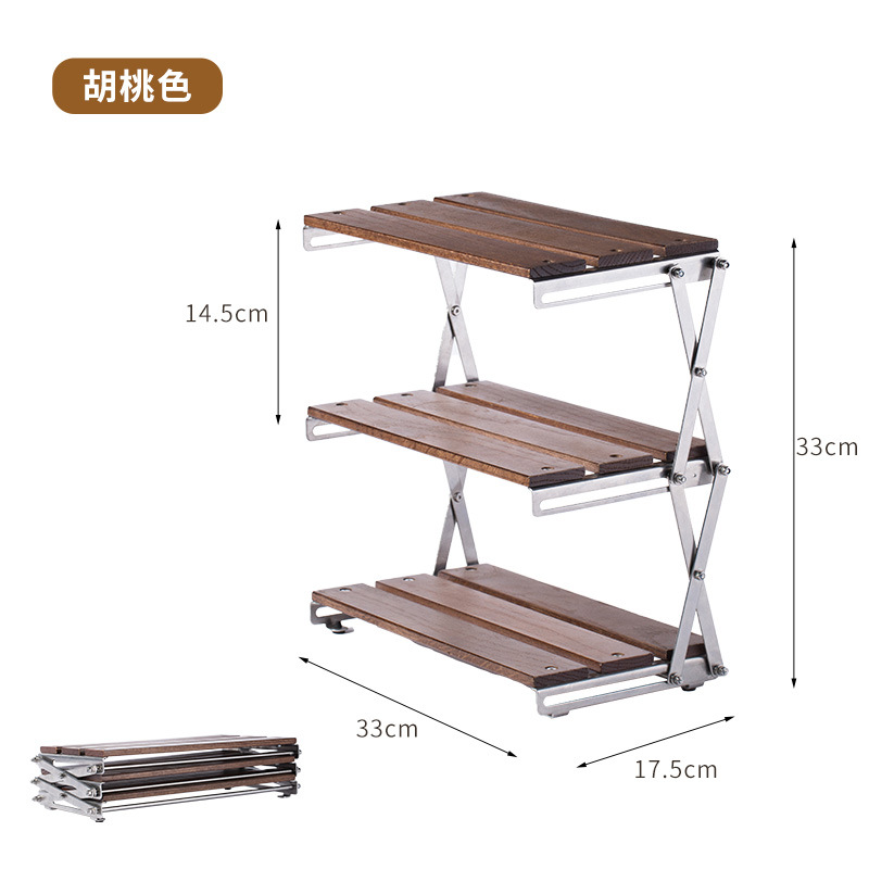 Camping almacenamiento portátil rack de tres capas rack de almacenamiento plegable camping rack de almacenamiento picnic barbacoa al aire libre multifuncional