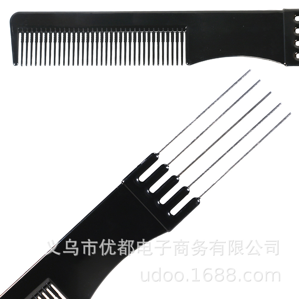 BlueZOO logotipo de impresión explosivo transfronterizo salón peluquería material PP peine de inserción pala cabeza de aceite peine de aguja de acero negro