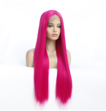 Medios puntos rectos rosa delantero de encaje medio peluca europea y americana transfronteriza LW0012