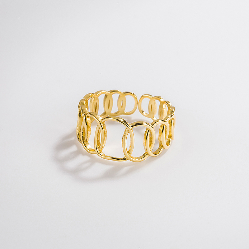 18K Gold Plated, Silver Plated Plating Material 18K Gold Plated Silver Plated 925 Sterling Silver Geometric Wide Band Rings Open Rings Rings