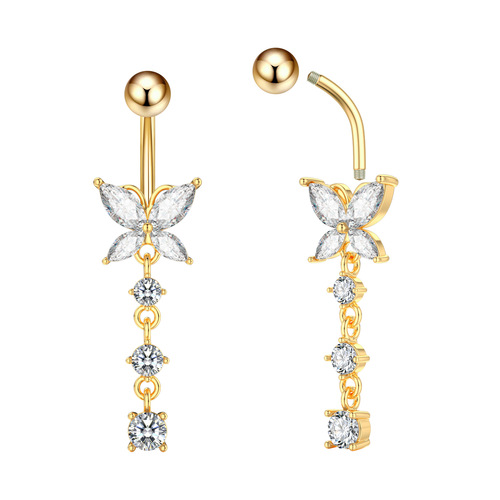 Amazon eBay Hot New Belly Button Ring Creative Butterfly Zircon Navel Button Navel Ring Piercing Jewelry