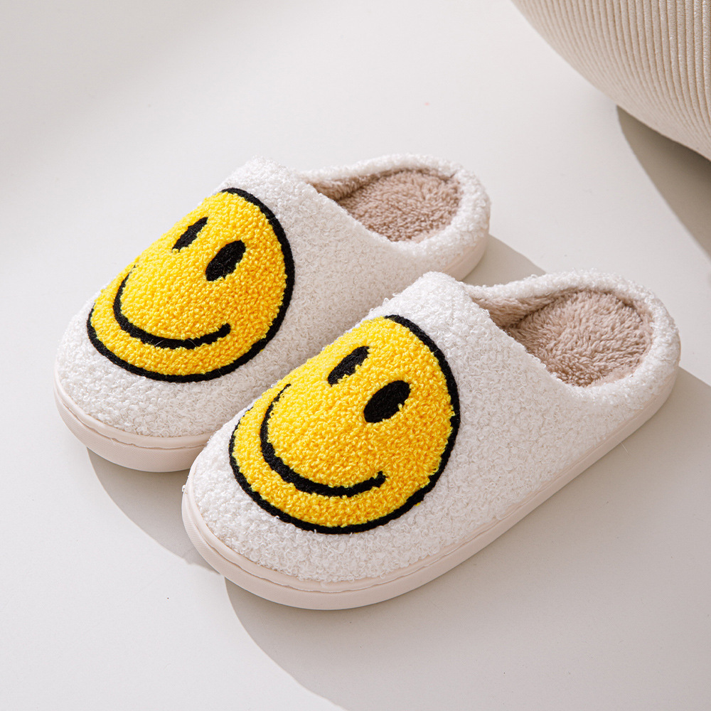 Pantuflas de algodón con cara sonriente, estilo de moda, para hombre, mujer o pareja, interior, antideslizantes, de dibujos animados