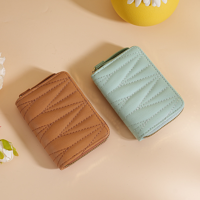 Hilo de bordar transfronterizo Macaron Color caramelo Xiaoxiangfeng Ladies Organ Card Bag Student Monedero Tarjeta de crédito Bolsa de almacenamiento