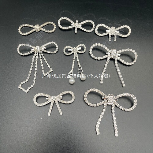 YJ Full Diamond Bow Pin Accessory Water Diamond Pin Sweet Little Fragrance DIY Clothes Shoes Hats Scarf Set