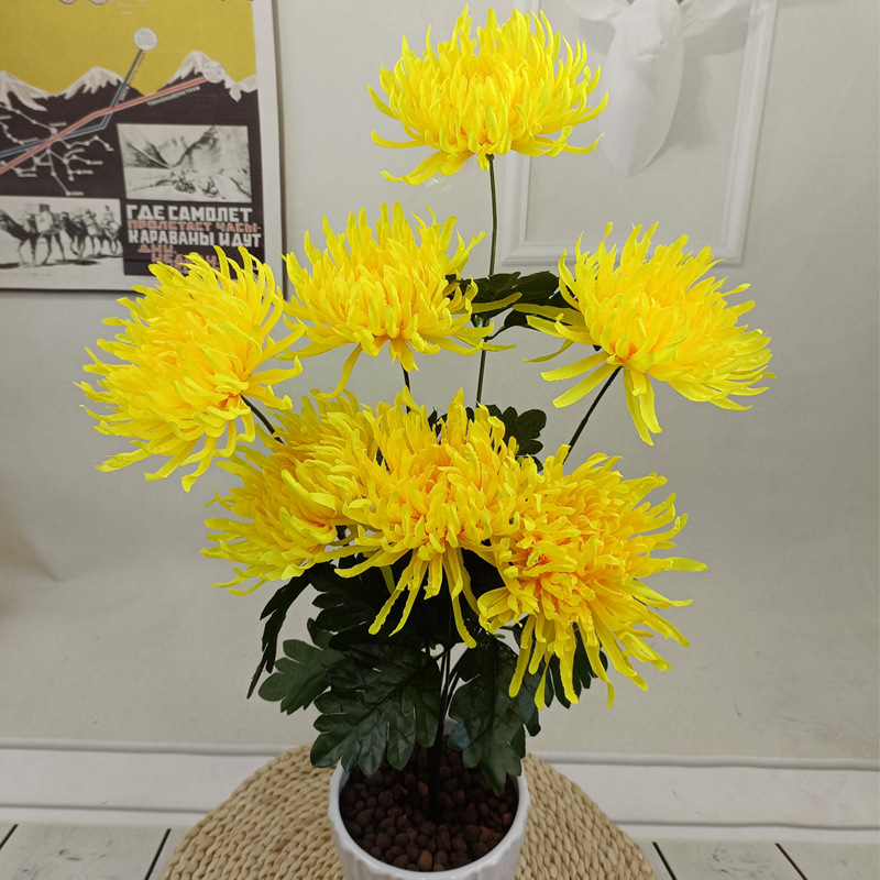 清明節祭祀上墳用的假花 殯儀館布置用花廠家批發 大把束仿真菊花