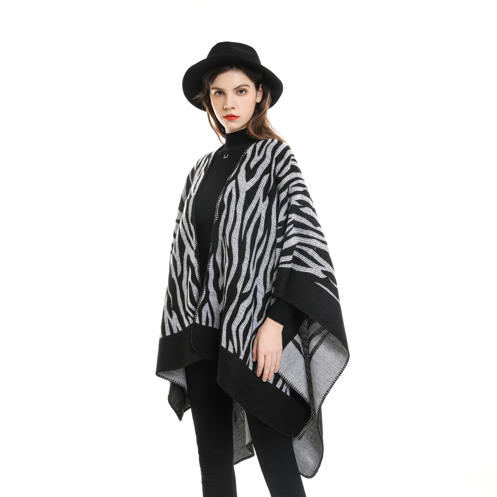 Moda a rayas chal mujer Otoño e Invierno estilo coreano chal a rayas color a juego cebra patrón cálido cachemir-como chal moda