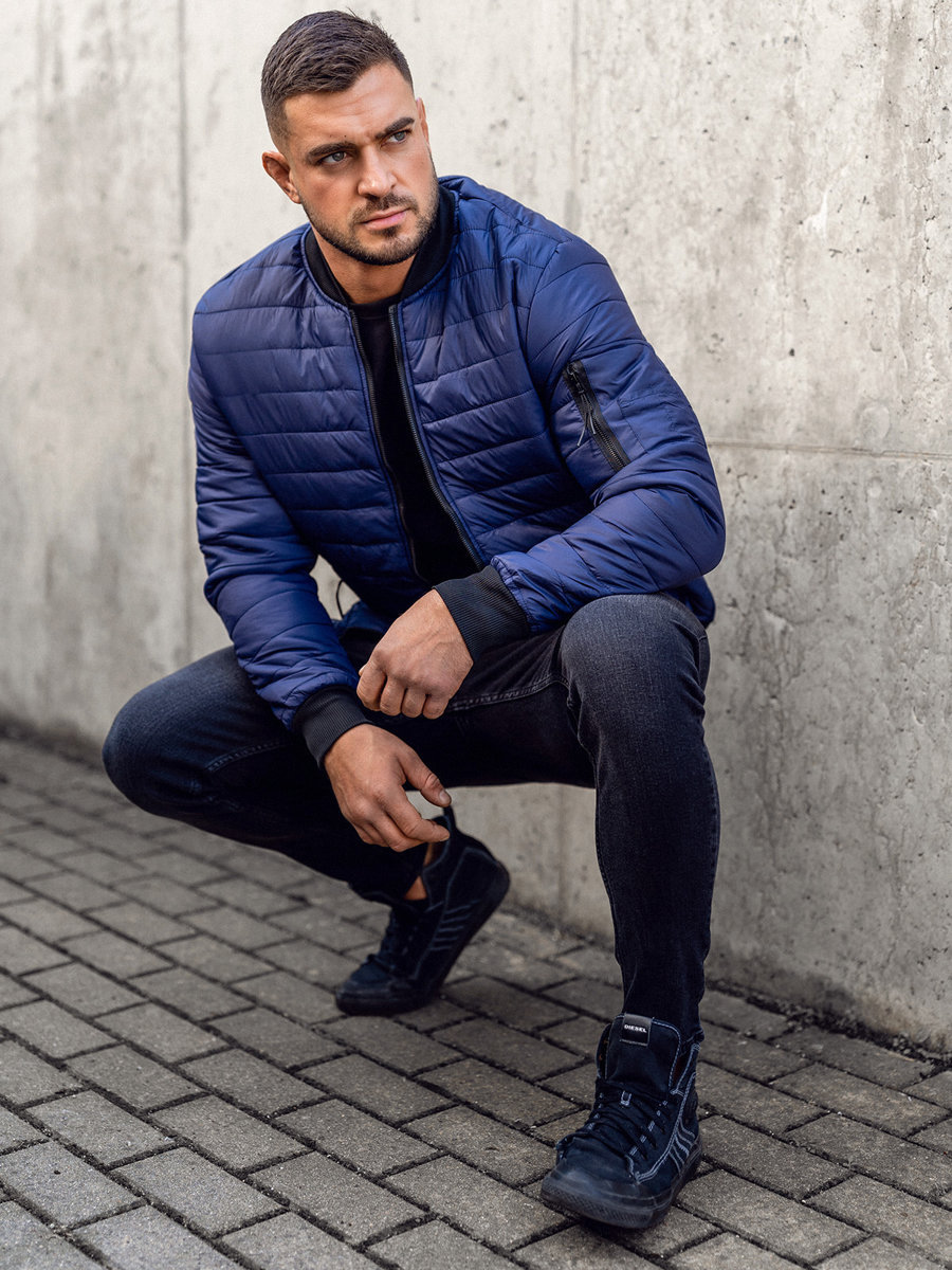 Men's Padded Quilted Stand Collar Warm Cotton Coat Jacket_voghion.com