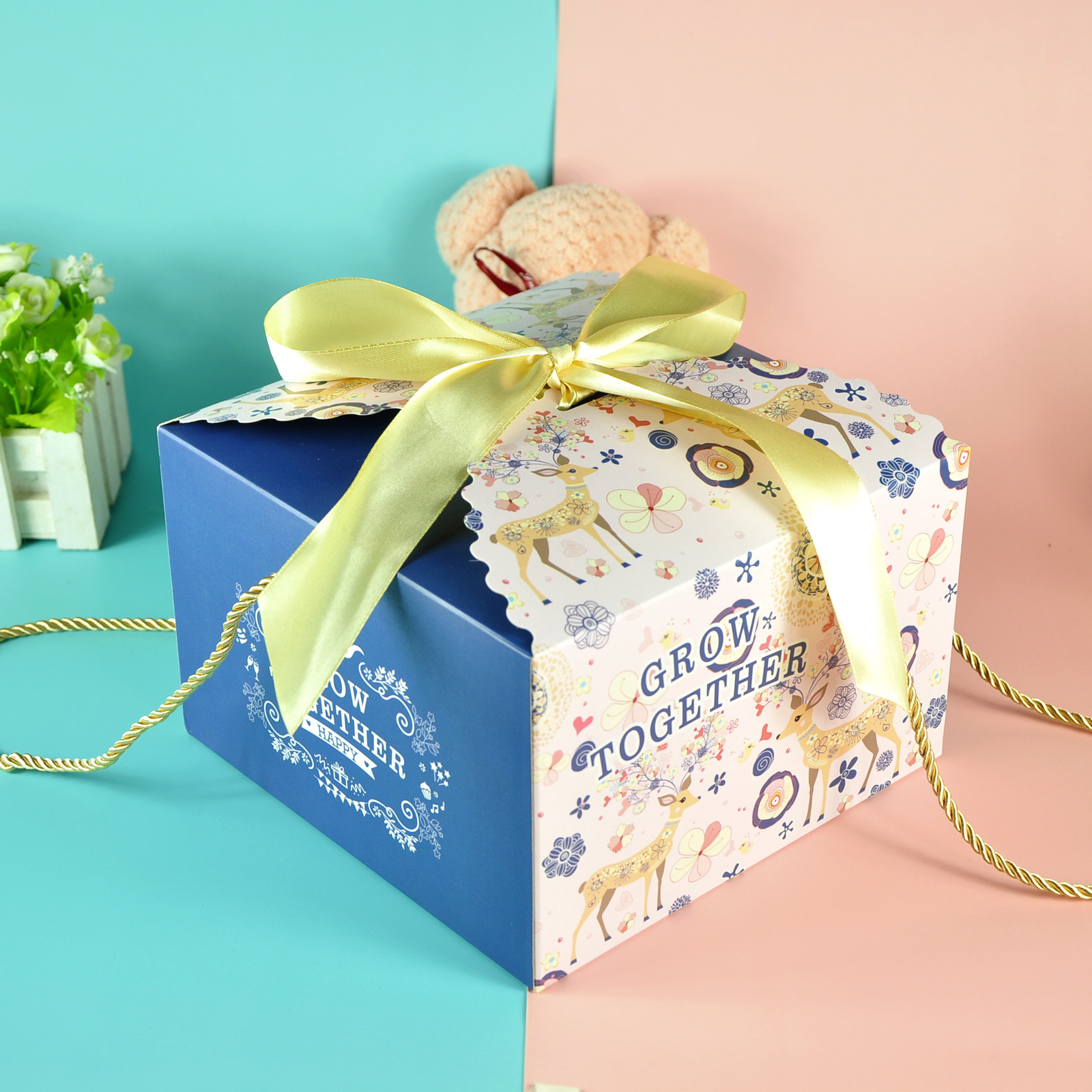 Cumpleaños de bebés de luna llena, 100 días, caja de regalo, caja vacía, caja de dulces de boda portátil, caja de regalo de mano, embalaje de vuelta image 6