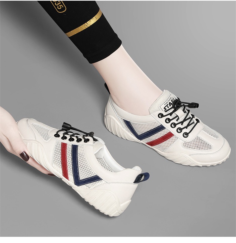Giày sneaker nữ lưới thoáng khí đế bằng mẫu mới 2025 — 9160-2 (kiểu thoáng khí) màu trắng, 9160-2 (kiểu thoáng khí) màu be chi tiết 7