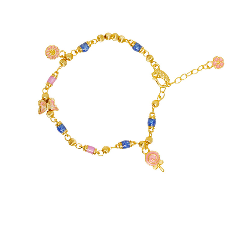 Brazalete de oro de arena vietnamita goteo de aceite mariposa pirola de pirola de goma de frisa brazalete de mujer diseño de joyas no se desvanecen durante mucho tiempo