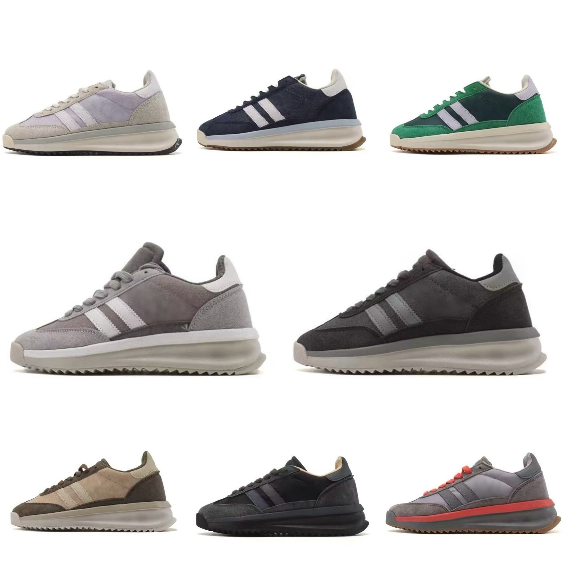 Retro Running Trainers For Men Light Grey Three Stripe Comfort_voghion.com
