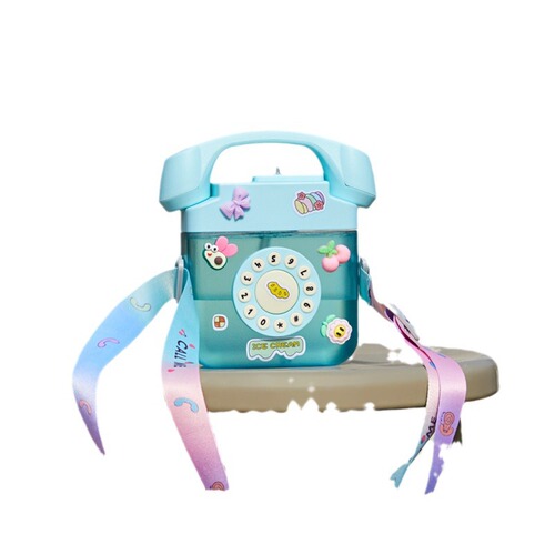 Yafeiqi Creative Internet Celebrity Telephone Nozzle Plastic Water Cup Cross-Border Strap Children's Straw Water Bottle Cross-border Wholesale
