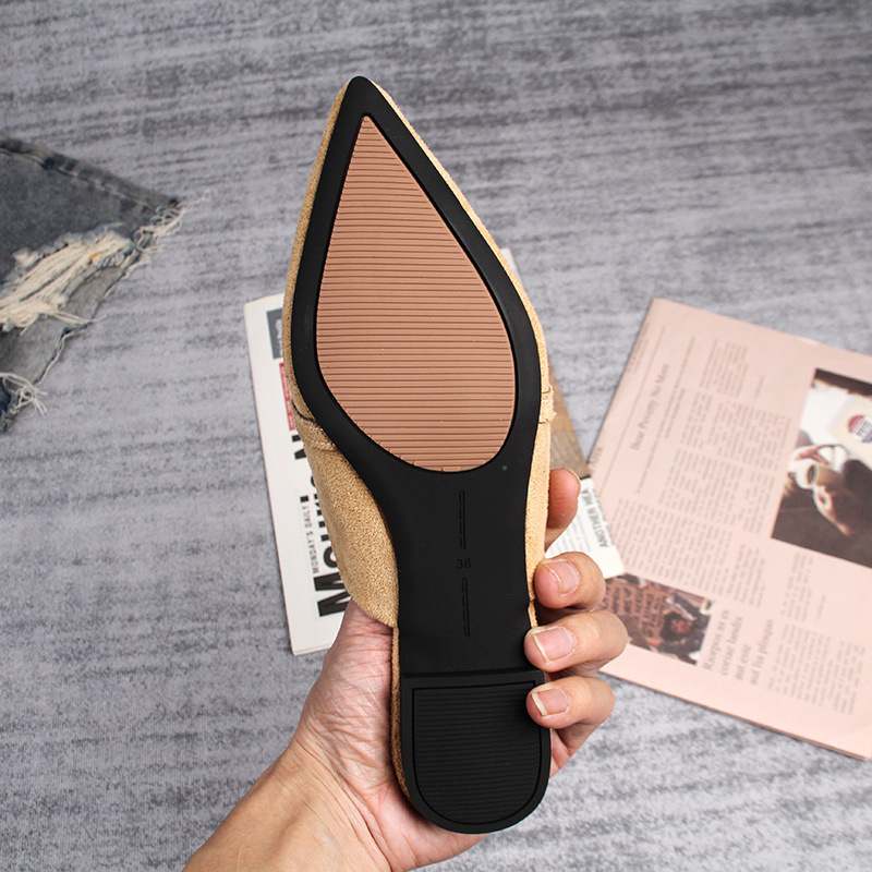 Flat half slippers women's spring and autumn new pointed metal chain Muller shoes 41-43 foreign trade shoes wholesale_voghion.com