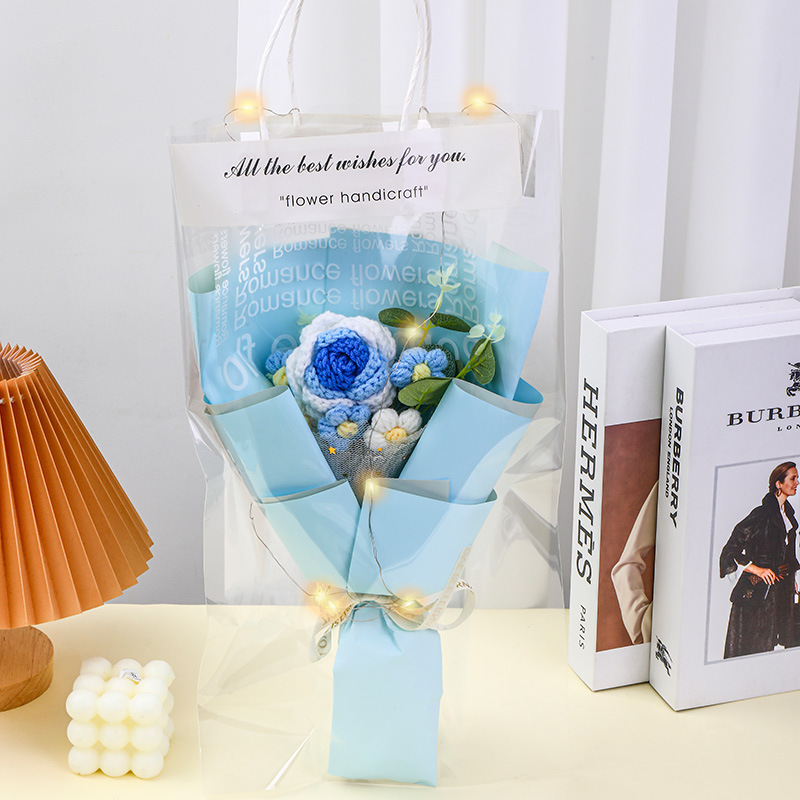 520 día de San Valentín confección de flores de lana tejida a mano buquet productos terminados para esposa novia regalo del día del maestro