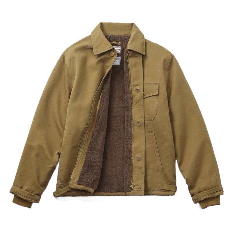 Ropa de trabajo de invierno abrigo de algodón acolchado para los hombres engrosada forrada de lana de algodón acolchado abrigo de lana de cordero chaqueta de cubierta de la solapa ameikaji A2 para los hombres