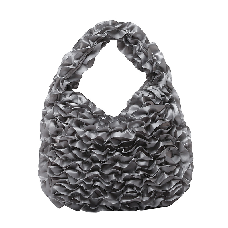 Bolsa de crema de diseño de nicho 2025 verano nuevo bolso femenino plisado pétalo bolso de moda de gran capacidad