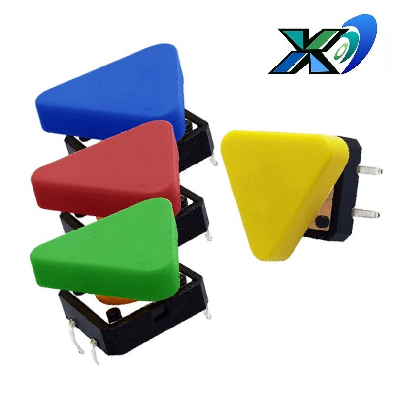 批发三角黄色按钮开关 三角蓝色按键开关 轻触复位开关四脚插件