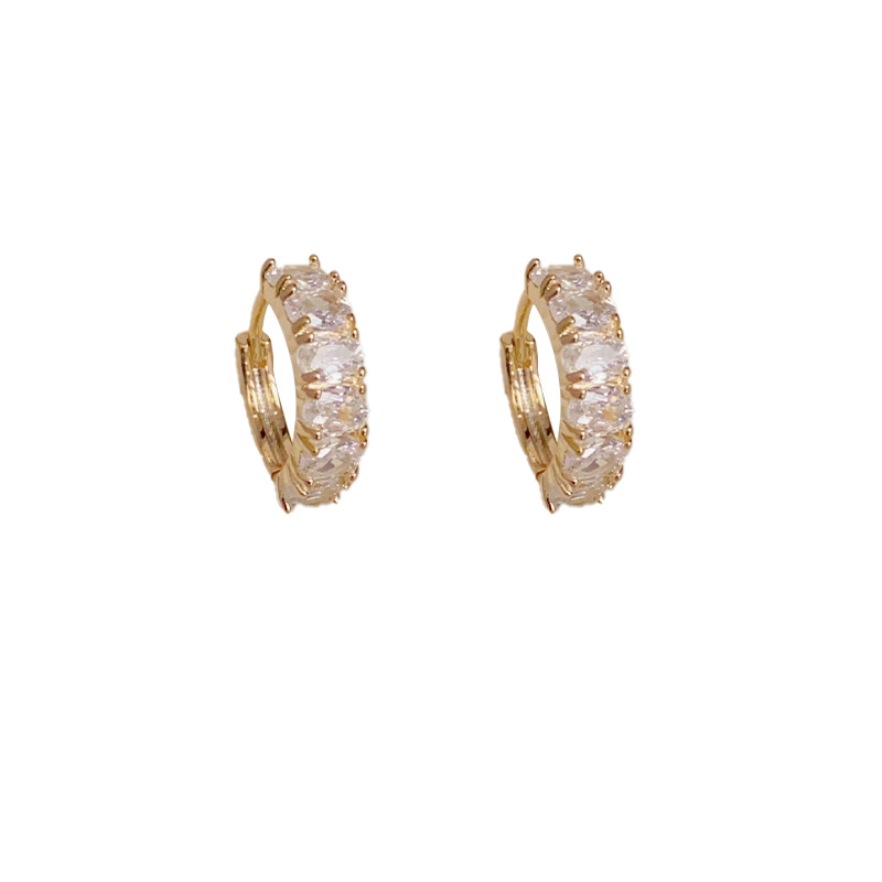 Oro-zircon hebilla de oreja (chapado en oro grueso)