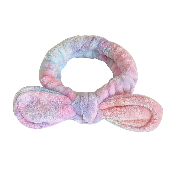 Europa y América transfronteriza arco colorido banda de pelo femenino cara lavado maquillaje elástico banda de pelo de felpa diadema accesorios para el cabello al por mayor