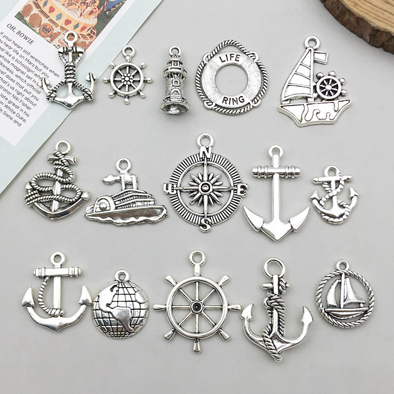 1 new ancient silver alloy retro nautical series simulation ship anchor pendant pendant diy jewelry accessories