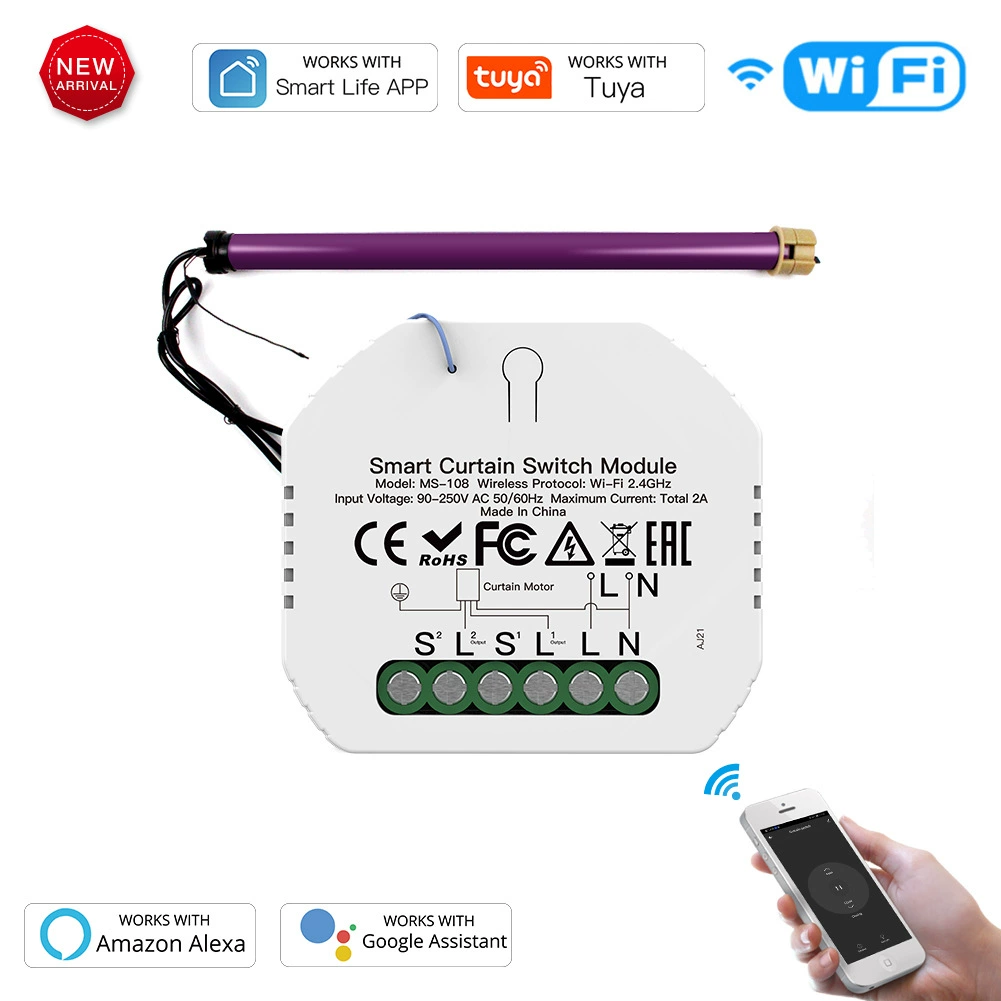 Модуль переключателя штор Tuya для умного дома, Wi-Fi, 1-сторонний голосовой контроль, модуль умного переключателя штор