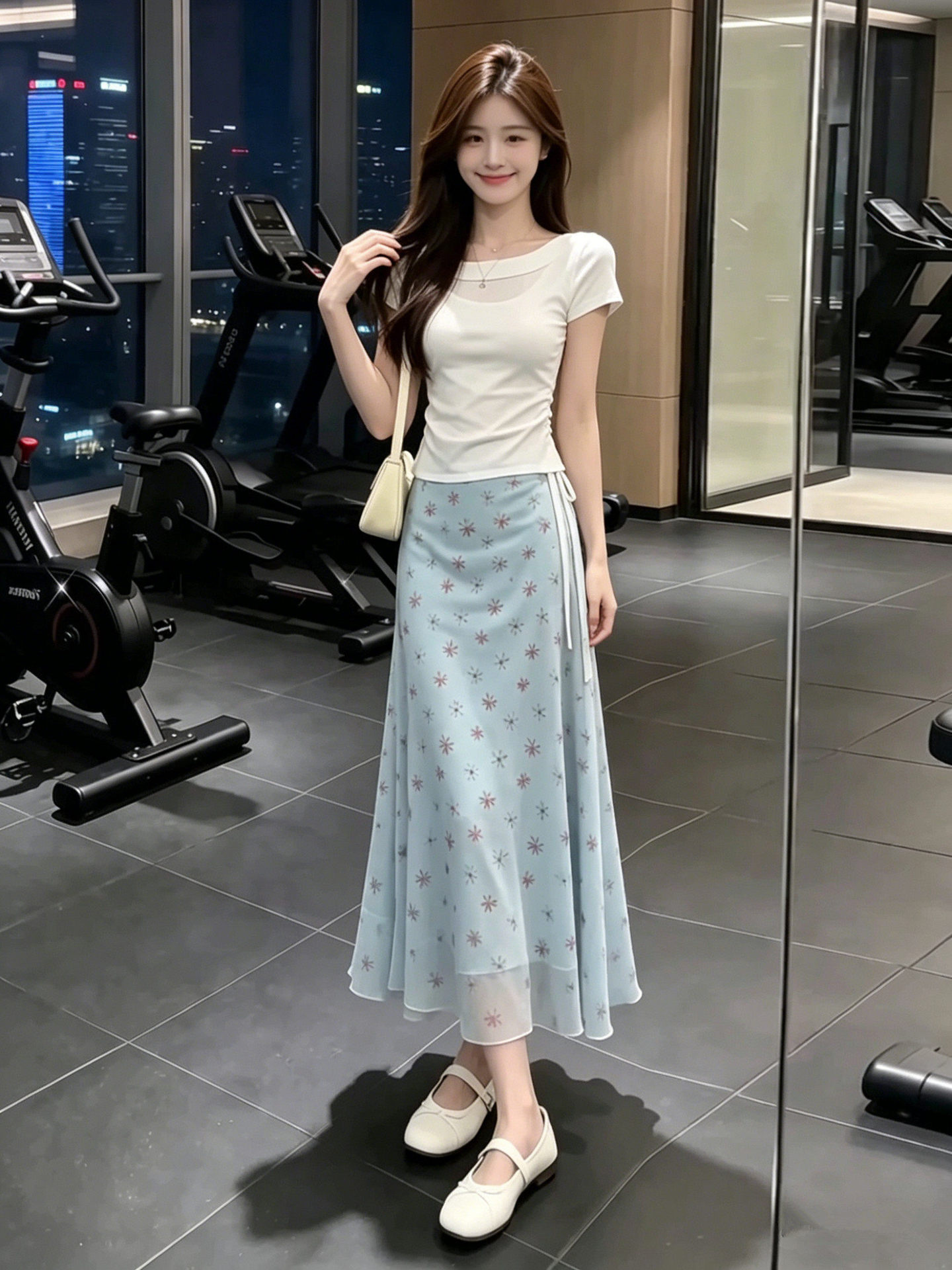Bộ áo váy hai mảnh nữ phong cách ngự tỷ thanh lịch mùa hè — váy ngắn