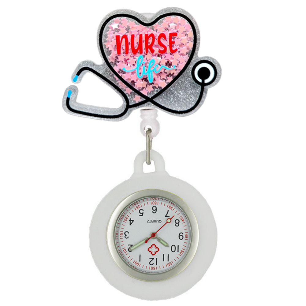 Icono médico creativo del hospital enfermera médico unisex acrílico brillante retraíble clip de carrete de insignia FO