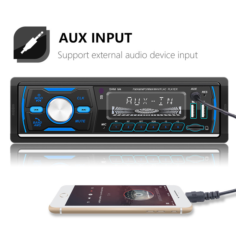 12V Car Dab Antenna Radio Mp3 Player Short Wireless Digital Broadcast Rds Bluetooth Hands-Free Card Insertion