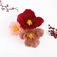 结婚布置背景墙气氛婚房派对婚庆皱纹纸花装饰立体仿真花批发婚礼