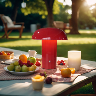 Italian Designer Mushroom Rechargeable Portable Table Lamp Outdoor Touch Dimming Atmosphere Bedroom Bedside Night Light