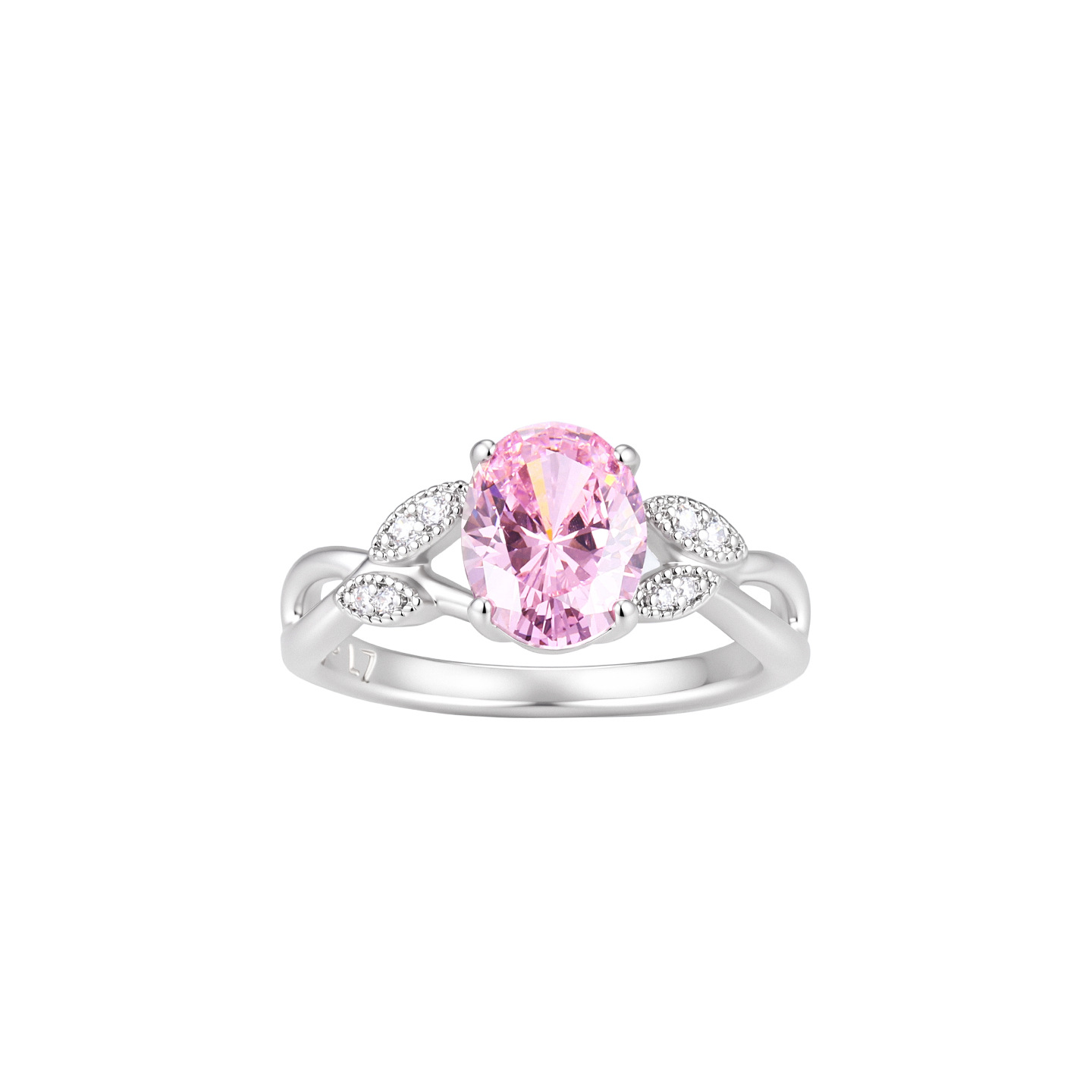 Anillo Ovalado Rosa de Huevo de Paloma de Aleación de Cobre, Galvanizado, para Mujer image 6