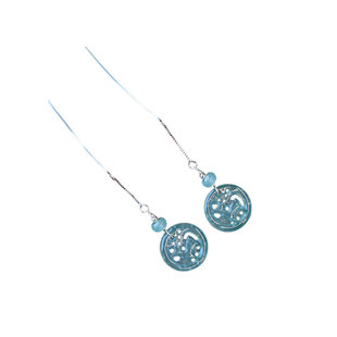 Amazon AliExpress Source Natural A High Ice Jade Earrings Hollow Out Earrings Joker 925 Silver Fawn Earrings