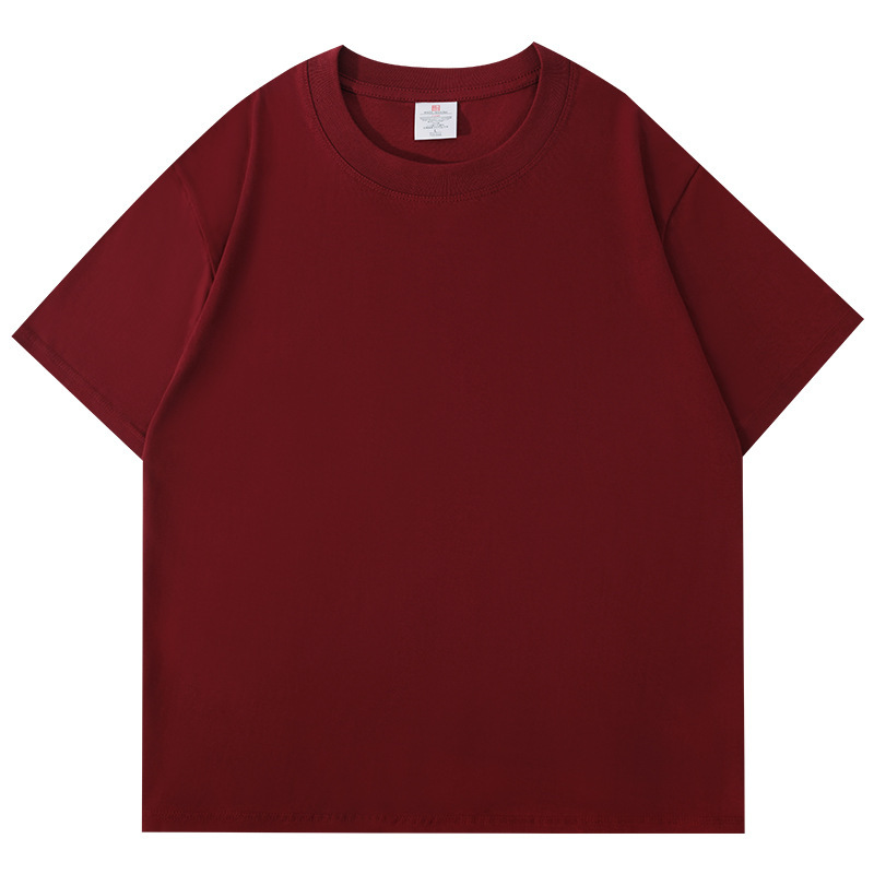 2025 新しい夏の純粋な綿半袖 Tシャツ男性と女性のトップスカップル同じスタイルのトレンディなインヘビーソリッドカラーボトリングシャツ|undefined