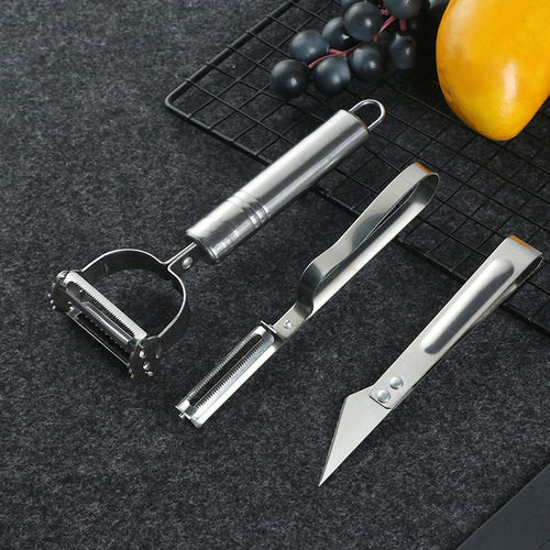 Stainless steel peeling knife three-piece set fruit carrot grater kitchen potato peeling artifact multi-functional melon grater