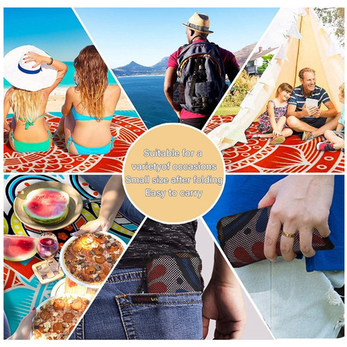 Factory Direct Sales Pocket Picnic Mat Amazon Outdoor Camping Beach Mat Waterproof Plaid Fabric Polyester Picnic Blanket