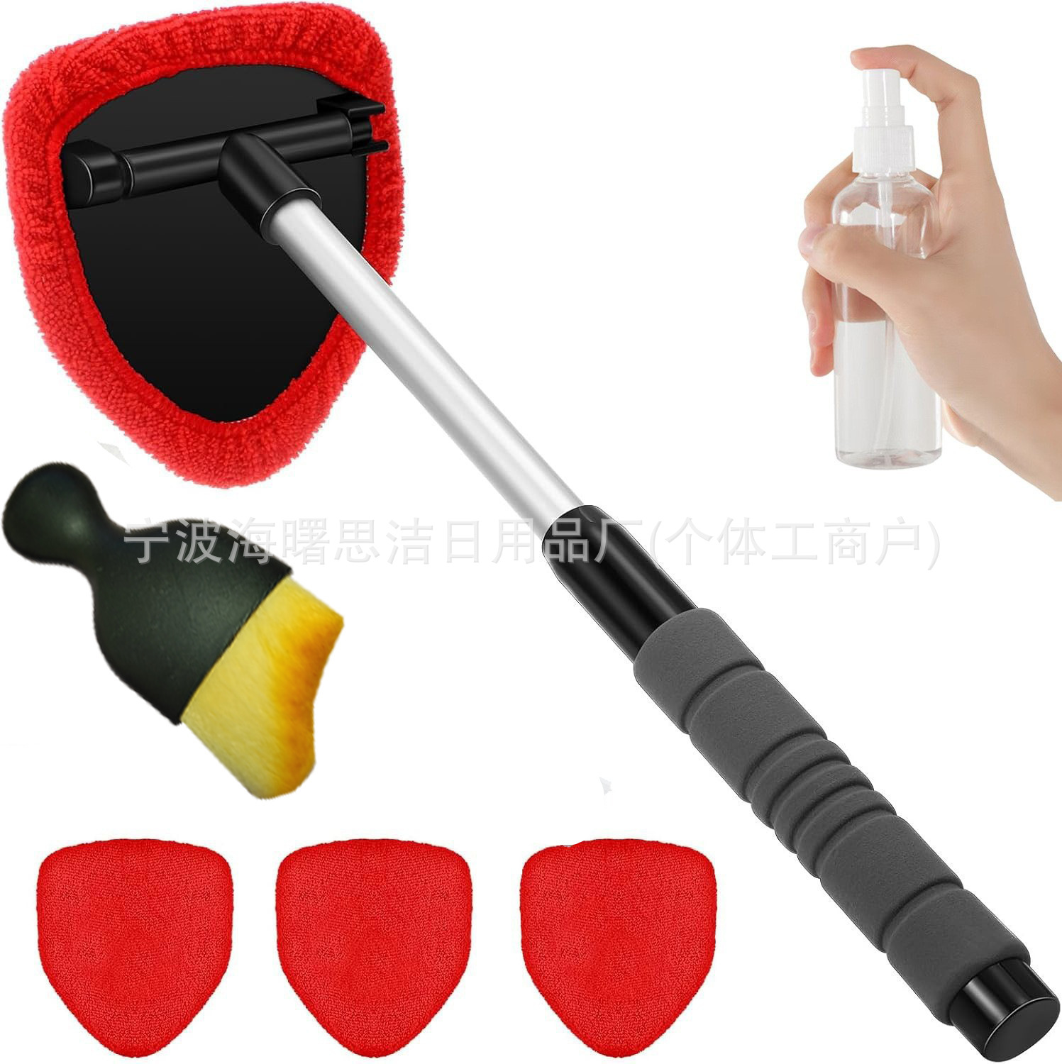 Car cleaning tools, Qìchē Car air - 1-set-b-style-sponge-plastic-parts-4-red-cloth-covers-1-bottle-small-yellow-brush