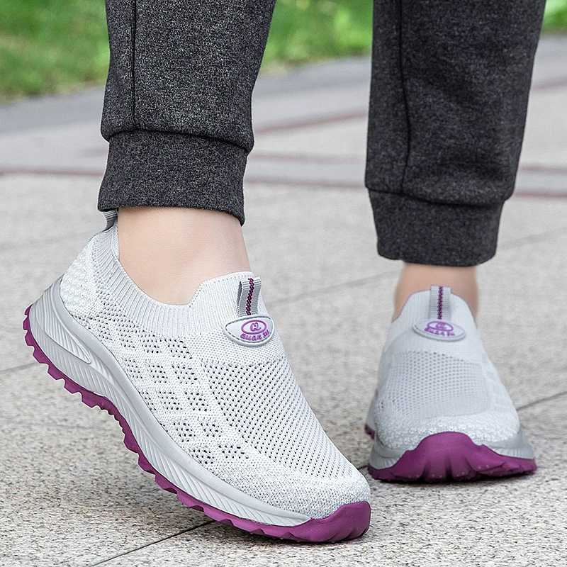 Ленивый педаль туфли для пожилых мужчин трансграничные ebay обувь для мамы с полыми летающими тканями женские кроссовки