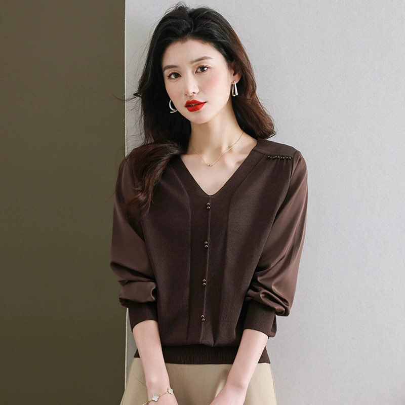 Новогодний красный свитер женская одежда весна и осень Новый 2024 год рождения Год Дракона одежда Модная вязаная нижняя рубашка с V-образным вырезом