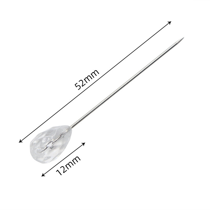 Aguja de diamante en forma de pera transparente posicionamiento de ropa en caja alfiler broche de alfiler grande transparente en forma de pera posicionamiento de alfiler recto