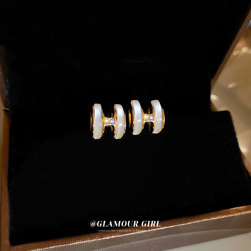 Corea del Sur ins elegante luz de lujo pendientes de estilo frío pendientes de cercanías simples para mujeres Aguja de plata circón letra fritillary pendientes