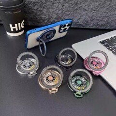 メッキ回転ジャイロ携帯電話磁気吸引スタンド粘着式解凍バックパック携帯ケース背面強力ゴム指バックル