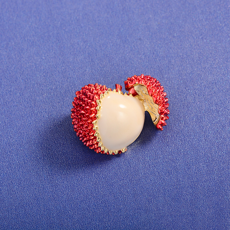 New Handmade Enamel Brooch Corsage Exquisite Diamond-Encrusted Korean Style Lychee Brooch Versatile Clothing Accessories Pin for Women