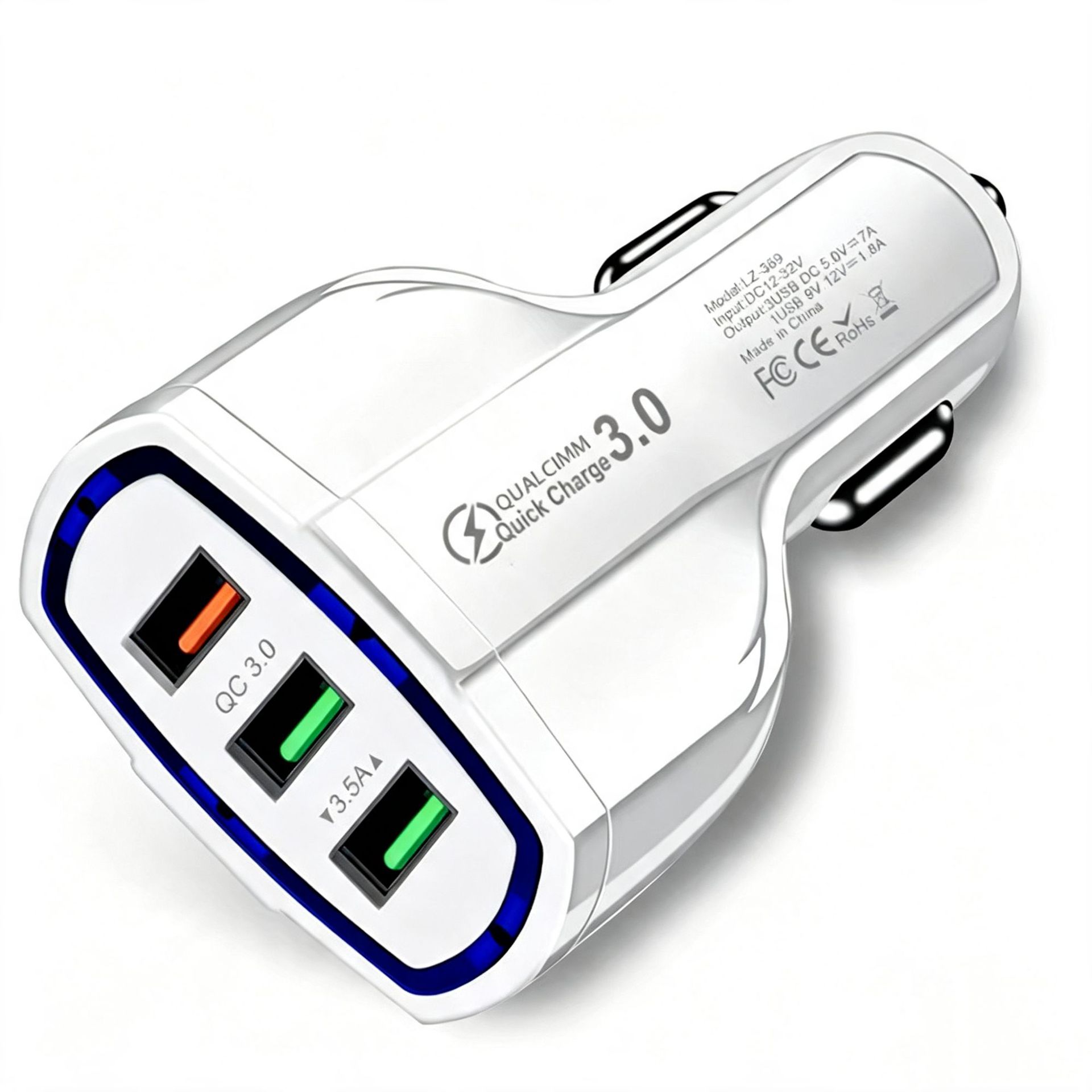 Factory Direct Smart Car Charger 1 to 3 - Triple USB Port Vehicle Mobile Phone Charger - Cross-Border Wholesale