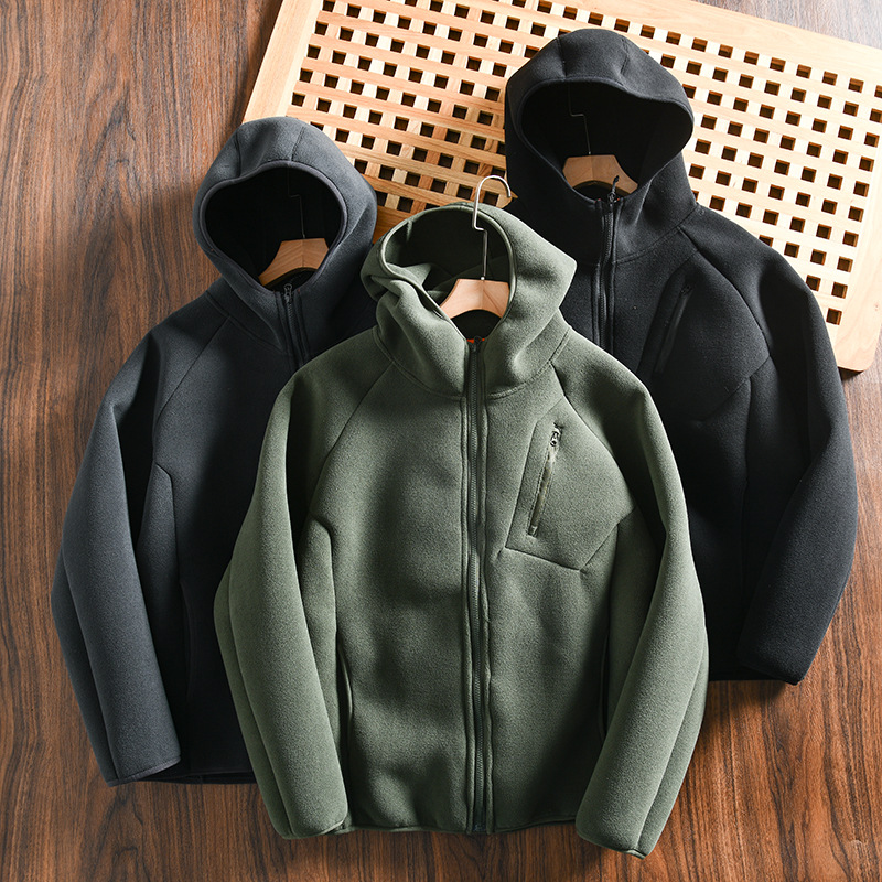 Giacca con cappuccio in pile da uomo autunno inverno calda_voghion.com