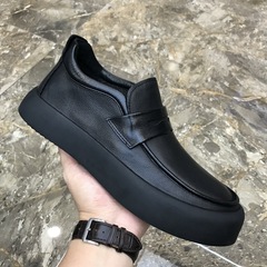真皮豆豆鞋软面一脚蹬乐福鞋软底黑色休闲皮鞋商务百搭温州男鞋潮