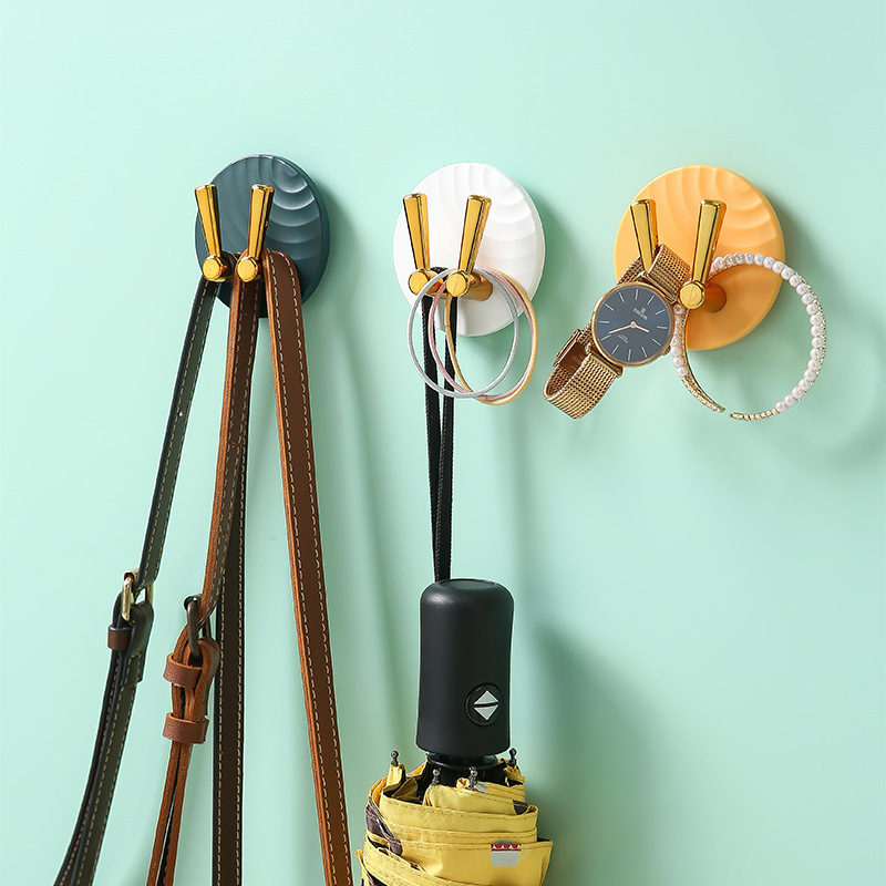 Luz de lujo redondo cepillo de dientes titular gancho de baño multi-funcional rack ponche-libre de almacenamiento de rack de pared de la cocina gancho pegajoso