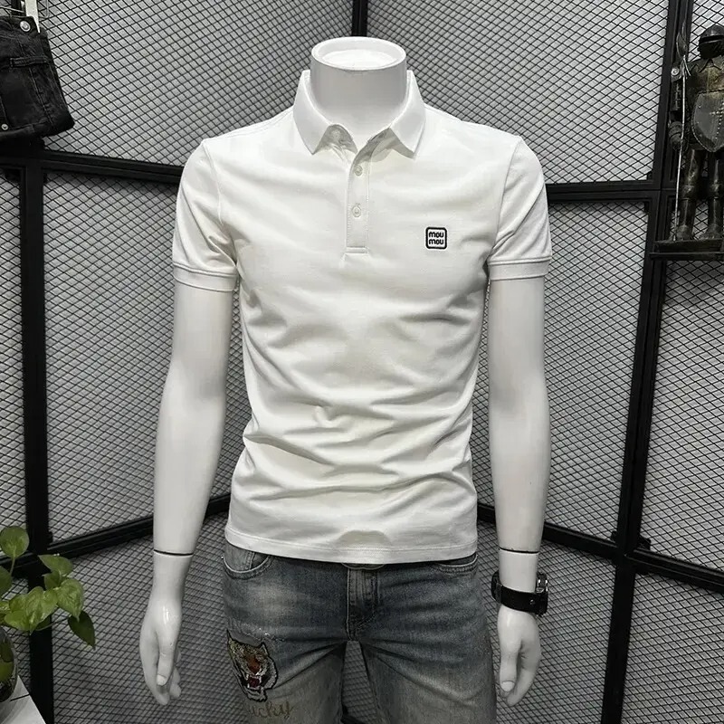 Trendy Polo Shirt Men's Short-Sleeved T-Shirt Summer 2025 New Embroidered Trendyy Slim Collared Top T-Shirt